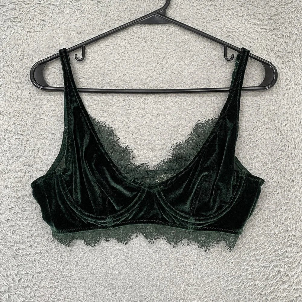 Free People Intimately Bra Womens Small Claudia Velvet Lace Balconette Unlined